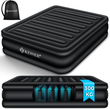 Надувний матрац KESSER® з електричним насосом, самонадувний, для гостей, кемпінгу та дому. Розмір: 203 x 95 x 51 см, чорний, на 1 особу.