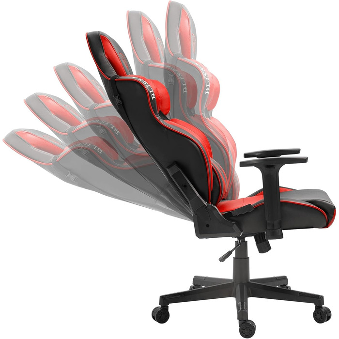 TRISENS Gaming Chair Racing Style Seat with Sports Seat and Ergonomic 4D Armrests, Color: Black/Red without Footrest Black / Red Without Footrest