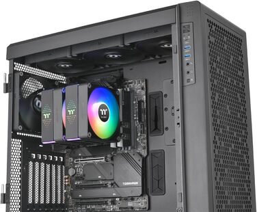Thermaltake ASTRIA 600 ARGB - Потужний кулер CPU з двома баштами, 2x120mm PWM вентилятори, 6 теплових трубок Direct Contact, 265W TDP, тихий (26,8 dBA), 5V ARGB Sync, підтримка Intel LGA1851/1700, AMD AM5/AM4