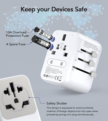 Зарядний пристрій USB C 65W, 3 порти, з кабелем 2м, для MacBook, iPhone, Switch, Galaxy, Tablet, Laptop