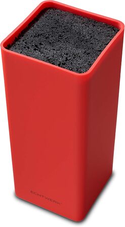 Echtwerk Universal Knife Block, Knife Holder, Kitchen Knife Organizer, practical knife stand, space-saving knife storage with brush insert, flexibly configurable, red, 30 cm