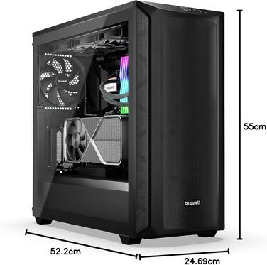 Корпус для ПК be quiet! Shadow Base 800, вентилятори Pure Wings 3 140mm PWM, USB 3.2 Gen 2 Type-C, підтримка E-ATX та радіаторів 420мм, загартоване скло, чорний