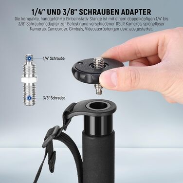 NEEWER Монопод 155 см для камери: легкий, портативний, з адаптерами 1/4' та 3/8' для DSLR, відеокамер, вантажопідйомність 8 кг