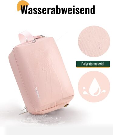 Чоловіча дорожня косметичка Kulturbeutel, водонепроникна, легка, з двома блискавками (Рожева)