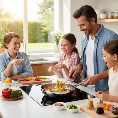 FIXLINE® Сковорода Black Forest 28 см з антипригарним покриттям без PTFE, сумісна з усіма типами плит (включаючи індукцію), можна використовувати в духовці до 230°C, легко миється, ідеальна ідея для подарунка