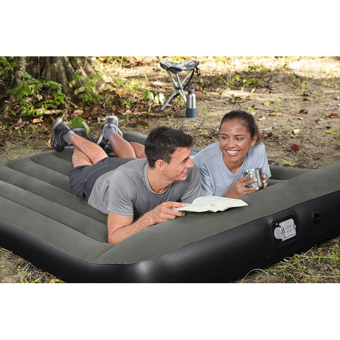 Надувне ліжко Bestway TriTech з вбудованим акумулятором та насосом Double XL, 203 x 152 x 30 см, сірий колір