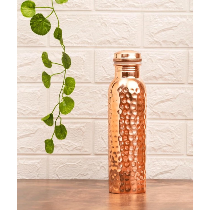 Ayurvedic copper water bottle, leak-proof, pure copper vessel 900ml/30oz, design 9