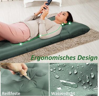 Каремат самонадувний Camping 2025, 12 см, з підголівником 16 см та помпою - для туризму, пляжу, кемпінгу. Ультралегкий, міцний