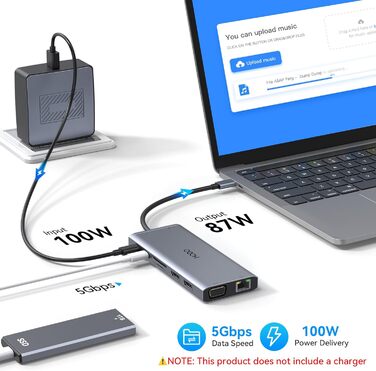 Док-станція USB-C з підтримкою двох моніторів, 14 в 1 для ноутбука: HDMI, VGA, Ethernet, PD, USB, SD/TF, Аудіо