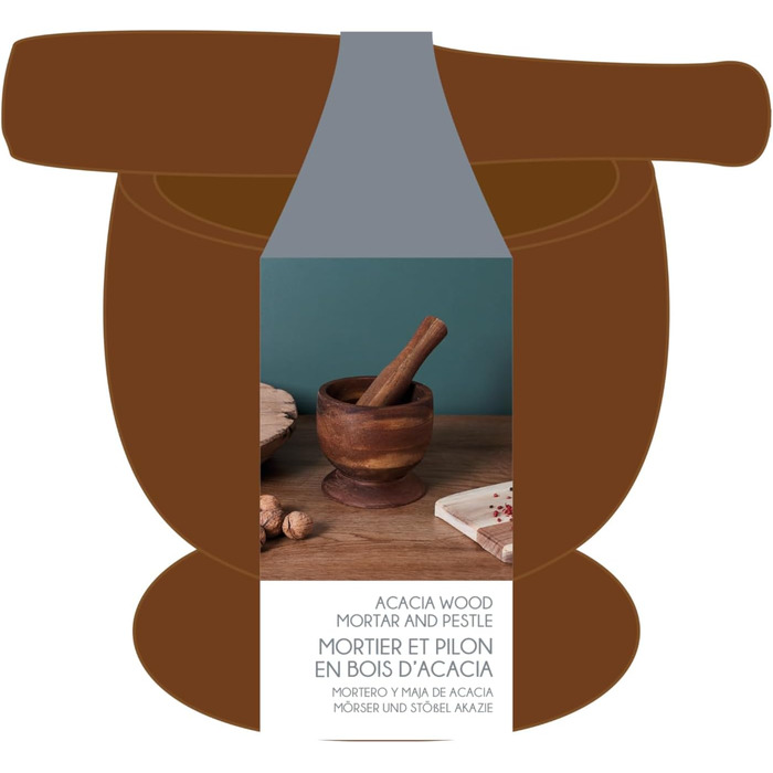 Морта та ступка з акації, 12 см - HOME DECO FACTORY