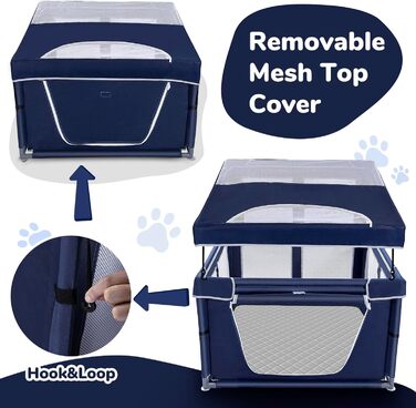 Шестигранний вольєр для собак, 114 см, м'який вольєр для цуценят з тканини 600D Oxford, стабільна конструкція з товстих нержавіючих труб, 65,6 см висоти, вольєр для малих та середніх собак (вольєр для собак 106,7 см з дахом та підстилкою для сечі, Королів