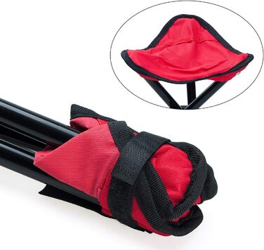 Зручний складаний стільчик-стійка для відпочинку на природі (червоний). Ідеально для пікніків, кемпінгу, риболовлі, туризму та відпочинку в саду. Легкий, портативний, 3-ногий, з тканини для вітрил.