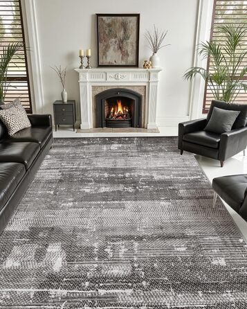 Килимок для дому COLOR&GEOMETRY 60x90 см з TPE-покриттям, сірий (чорно-білий), низький профіль, миється