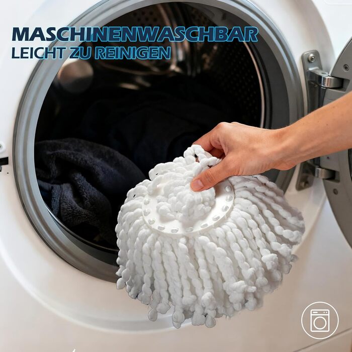 Набір для миття підлоги з відром, мікрофібра, набір мікрофібрових моп-головок, 2 в 1 відро для миття з мопом та педаллю, моп з функцією віджиму для всіх типів підлог. Колір: сірий + темно-синій