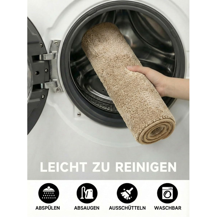 Килимок вхідний 50x80 см протибрудний для дому, антиковзаючий килим з мікрофібри з гумовою основою для передпокою, кухні та ванної, бежевий