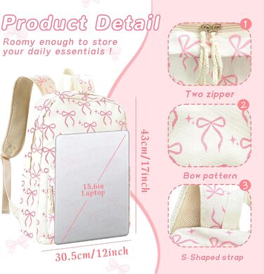 Жіночий рюкзак для ноутбука, шкільний рюкзак, легкий та стильний (рожевий)