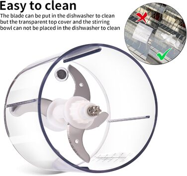 Електричний подрібнювач 600W з чашею з нержавіючої сталі, 2L, 2 швидкості, 4 леза для овочів та часнику