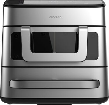 Фритюрниця Cecotec Cecofry DuoLevel 10000 - 10 л, 2 контейнери, 2000 Вт, вертикальний дизайн, сенсорний екран, нержавіюча сталь, піцца-камінь