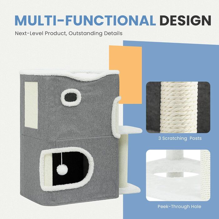 Кігтеточка-будиночок для котів, велика, з інтегрованою драбиною та місцем для відпочинку
