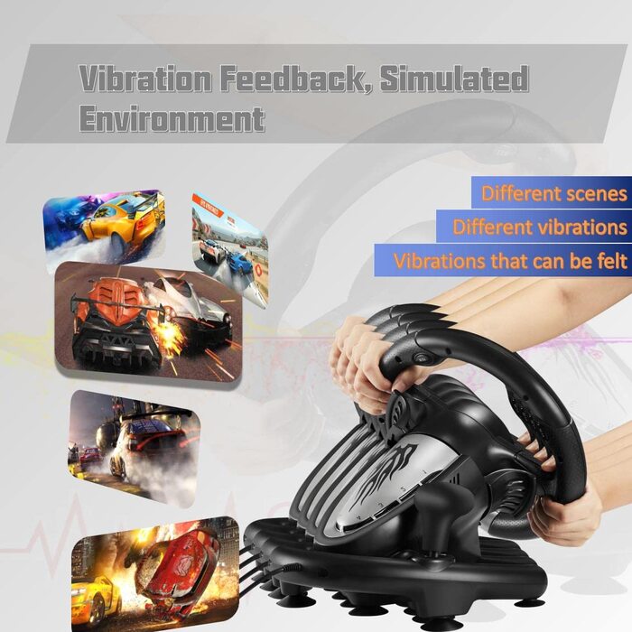 PXN V3 Pro: Геймерське кермо з педалями для PS4, Xbox, PC, Switch (180° оберт, вібрація)