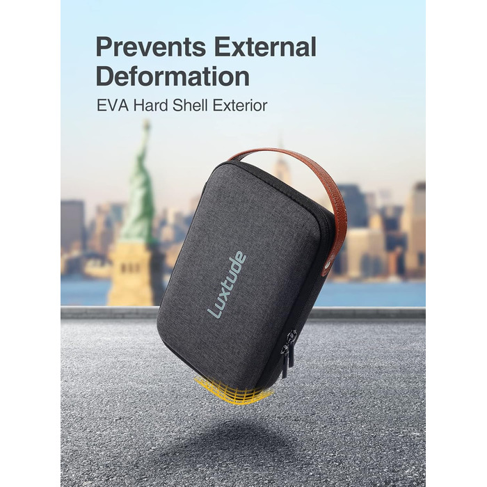 Органайзер для кабелів Luxtude: кейс для подорожей, захист для електроніки, компактна сумка для кабелів, зарядних пристроїв, повербанків та жорстких дисків (чорний)