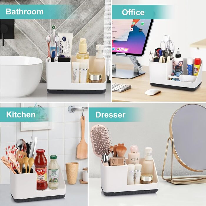 Тримач для зубних щіток у ванну кімнату, органайзер. Підходить для електричних зубних щіток з отвором для стоку, знімний органайзер для ванної, кухні та сім'ї (Сірий, Білий)