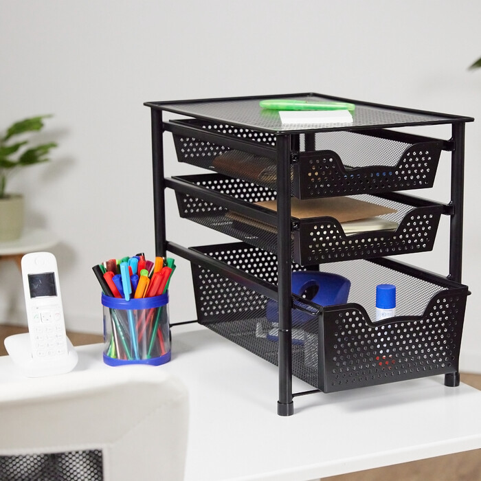 Relaxdays Drawer Unit with 3 Basket Pull-outs