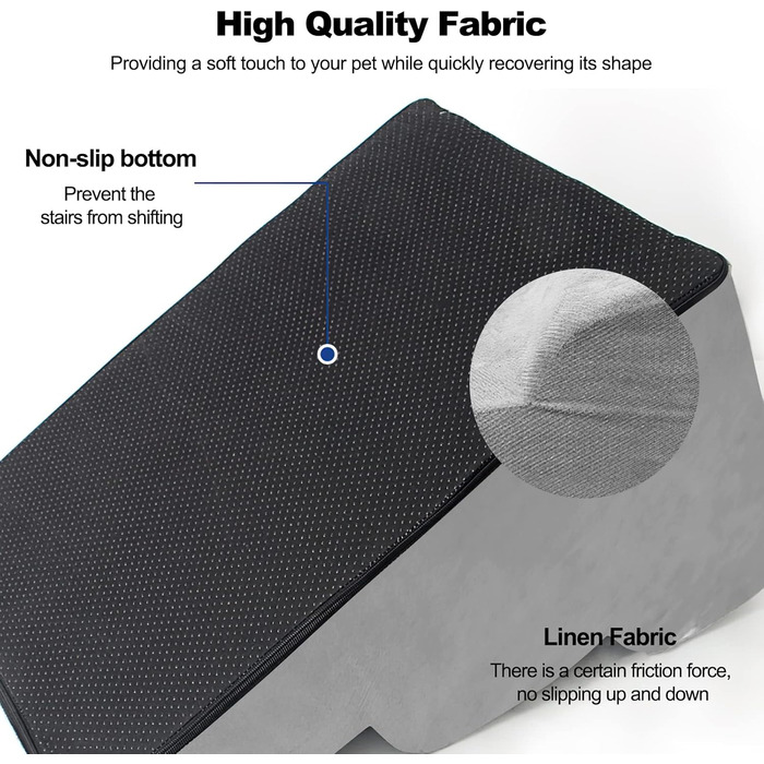 Сходинки для тварин Galatée: 4 сходинки, знімна та миюча, протиковзка, для високих ліжок/диванів (білий)