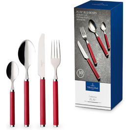 Villeroy & Boch – Play! Red Roses Tableware Set 30-Piece, Red, Dishwasher-Safe, Colorful Handles, Plastic Handles, Cutlery Set, Dinner Cutlery, Knives, Forks, Stainless Steel, Plastic
