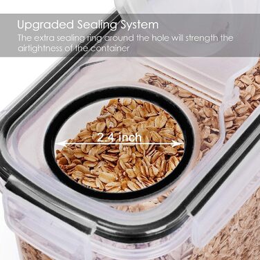 Набір контейнерів для зберігання Vtopmart 4L, 4 шт. з герметичними кришками, для круп, мюслі, BPA-free, з ручкою та етикеткою