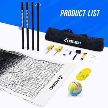 Portable Professional Volleyball Net Set for Outdoor Use - Adjustable Aluminum Poles, Winch, Ball & Carry Bag