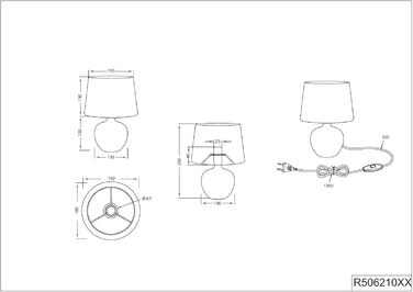 Настільна лампа Reality Leuchten Luxor, кераміка, золото, E14, 18x18x26 см (2 шт.)