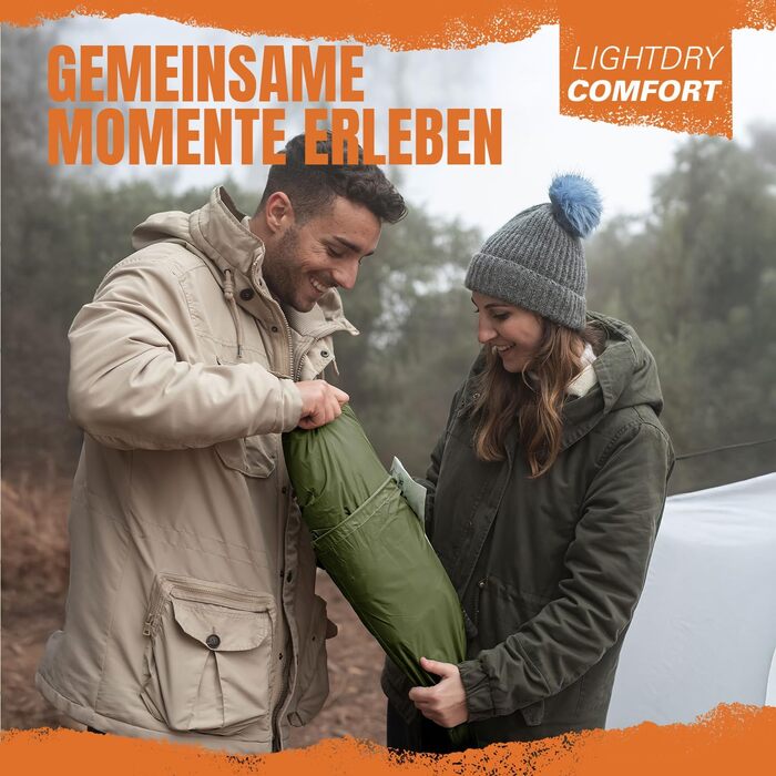 Сплячий мішок Mumiensack Thermo 3-сезонний High-Tech з мікрофібри до -13°C; Легкий, компактний, теплий (Оливковий зелений)