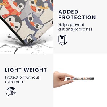 Чохол-чохол для Kobo Libra 2 від kwmobile - захисний чохол для eReader, Magnolien Rosa Weiß Altrosa (Пінгуіни Grau Gelb Braun)