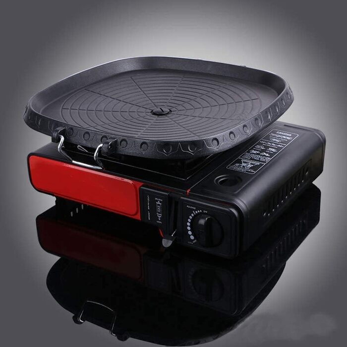 Square Korean-style grill pan with Maifan-coated surface, non-stick, smoke-free grill plate for indoor and outdoor use, grill, 32 x 32 cm