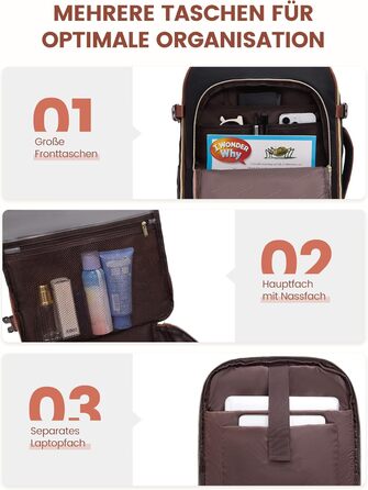 Рюкзак LOVEVOOK для подорожей: ручна поклажа, рюкзак для ноутбука, дамський рюкзак для роботи та бізнесу (18 дюймів, Бежевий, Чорний, Коричневий)