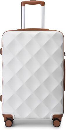 Чемодан British Traveller Mittelgroßer, 64x43x26.5 см, ABS+PC, TSA-замок, 4 колеса, кремовий (64 см, 57 л)