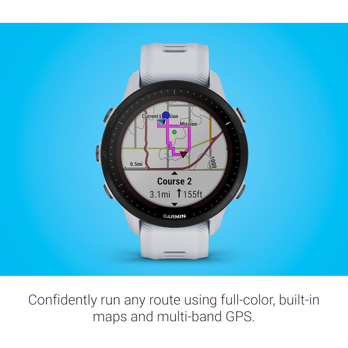 Garmin Forerunner 955 - GPS-годинник для триатлонів, бігу, з сонячною батареєю, білий