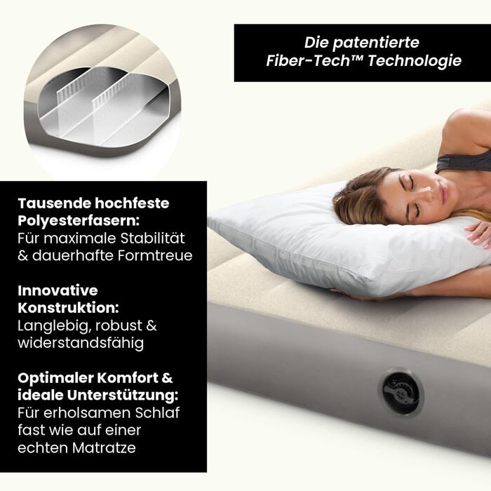 Надувний матрац Intex Queen Dura-Beam Series, бежево-сірий, один