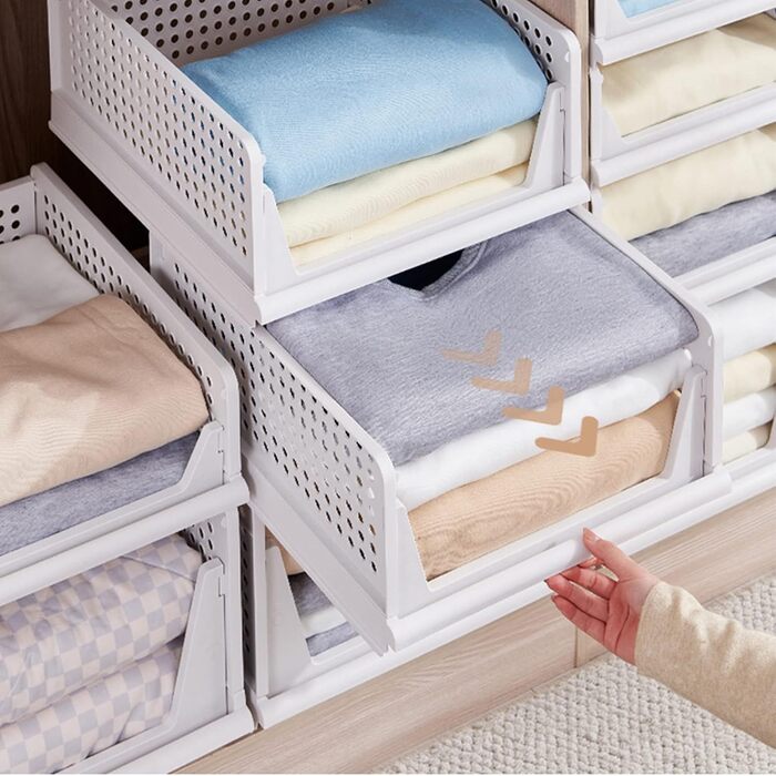 Closet Organizer 3-Piece Set, Foldable Storage Box, Organization System for Drawers, Lockers, and Closets (White)