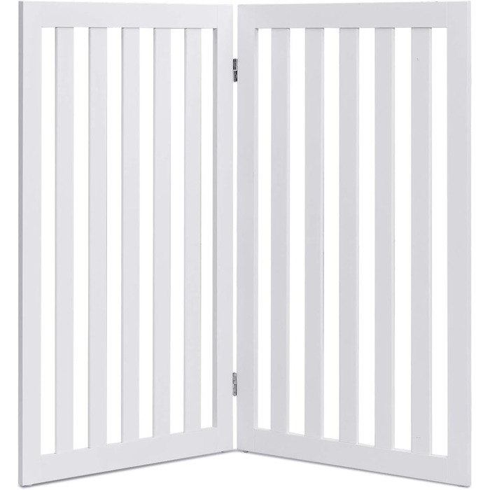 Захисний бар'єр для собак COSTWAY 89 см, 4 панелі, дерев'яний, дитячий, розкладний, захист від сходів, гнучкий, білий