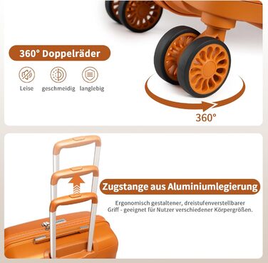 Набір валіз KONO 2 шт: велика валіза-тролі 55 см + косметичка з поліпропілену, 4 колеса, TSA-замок (Оранжевий)