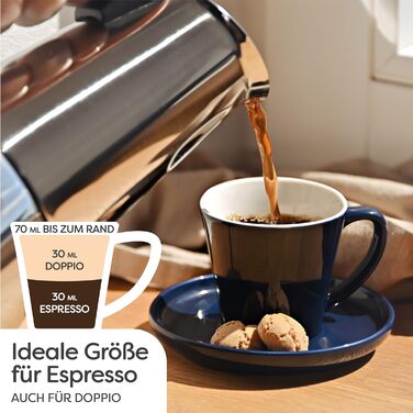 Набір чашок еспресо Cosumy 6 шт. з підставками - кераміка, кольорові, 70 мл, з можливістю складання, зберігає тепло, сучасний дизайн, подарункова коробка