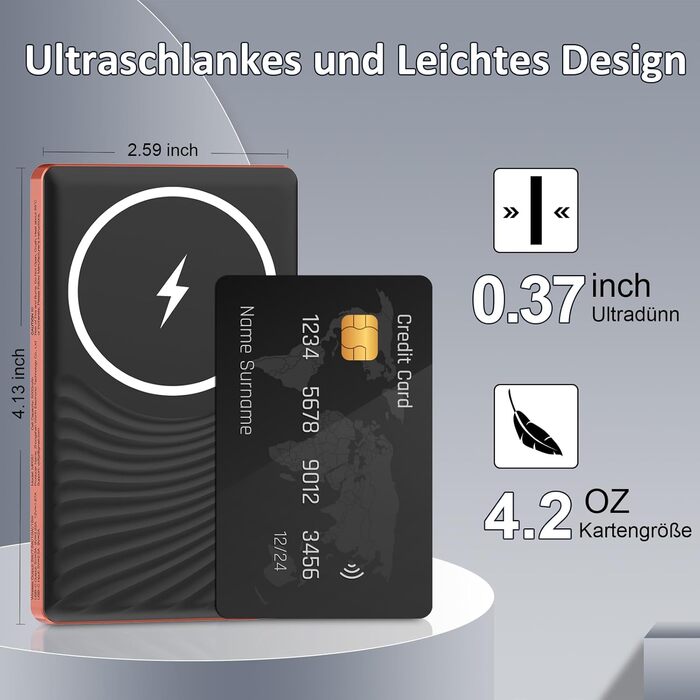 Power Bank Dbasne магнітний 5000mAh, 20W PD, QC 3.0, USB-C для iPhone 16/15/14/13, Travel, Outdoor (Orange)