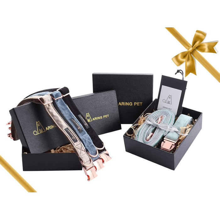 Набір повідка та нашийника для собак Aring Pet, оксамитовий нашийник та повідок, регульований нашийник для маленьких, середніх та великих собак, блакитний