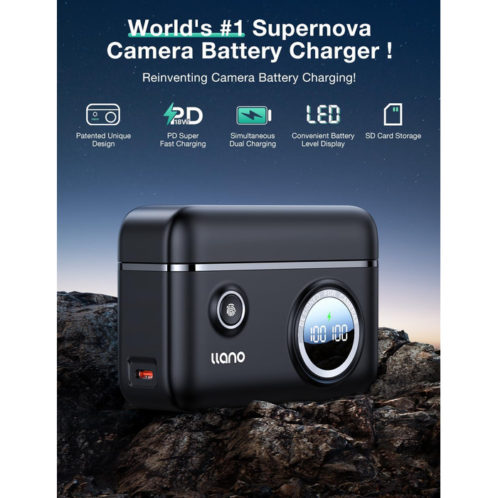 Акумулятор NP-FW50 1100 mAh 2 шт. + Швидке зарядне пристрій 18W для Sony Alpha A6400, A6000, A6300, A5100, ZV-E10, A7, A7S, A7R, A7ii та ін. з LED дисплеєм та магнітною кришкою