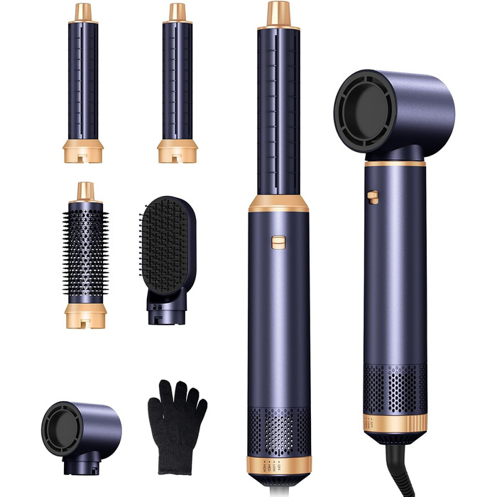 Фен-щітка 5 в 1 Airstyler Pro 1000W: об'єм, локони, догляд, негативні іони (Блакитний)
