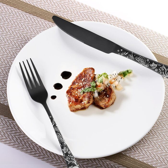 Набір столових приборів XIAOYU з черепами, готичний, з нержавіючої сталі на 4 особи. Хелловінський дизайн (5 предметів)