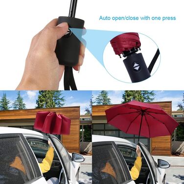 Зонт автоматичний Vicloon, 8 спиць, компактний, водовідштовхувальний, для подорожей та гольфу, темно-зелений