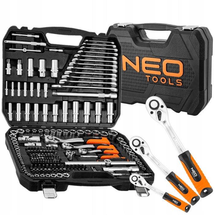 Набір інструментів NEO TOOLS: торцеві головки та ключі, 220 предметів, 1/2